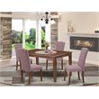 Pemberly Row 5-Piece Wood Dining Set with Upholstered Chairs in Mahogany