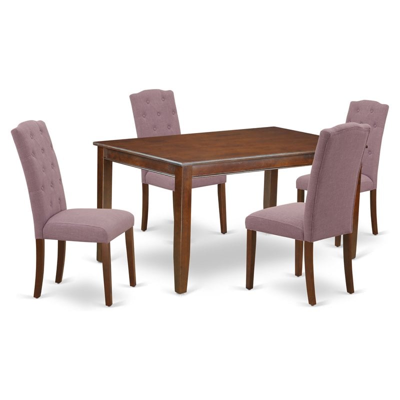 Pemberly Row 5-Piece Wood Dining Set with Upholstered Chairs in Mahogany