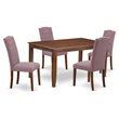 Pemberly Row 5-Piece Wood Dining Set with Upholstered Chairs in Mahogany