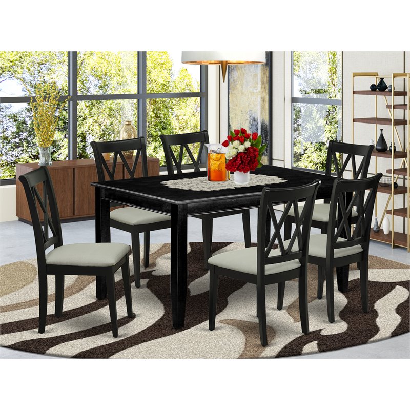 Pemberly Row 7-Piece Dining Set with Rectangular Table in Black Finish