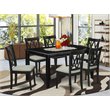 Pemberly Row 7-Piece Dining Set with Rectangular Table in Black Finish