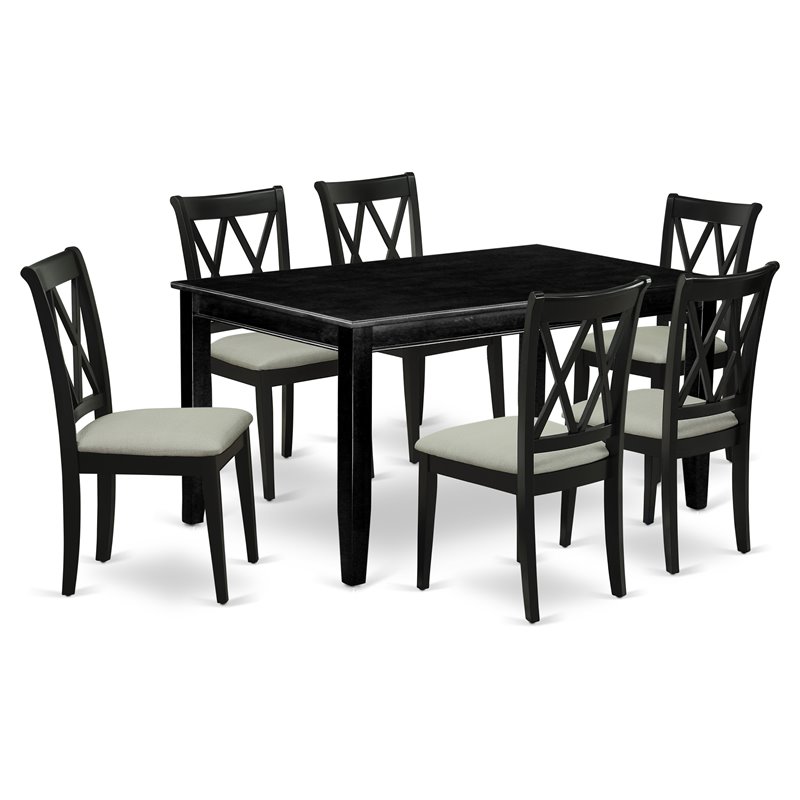 Pemberly Row 7-Piece Dining Set with Rectangular Table in Black Finish