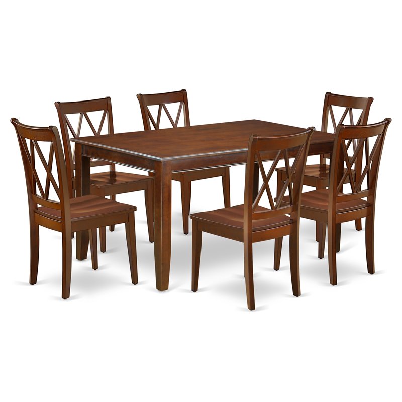 Pemberly Row 7-Piece Mahogany Dining Set w/ X-Back Chairs
