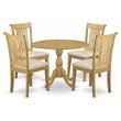 Pemberly Row 5-Piece Wood Dining Set with Upholstered Seats in Oak Finish