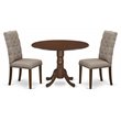 Pemberly Row 3-Piece Dining Set with Upholstered Chairs in Mahogany/Dark Khaki