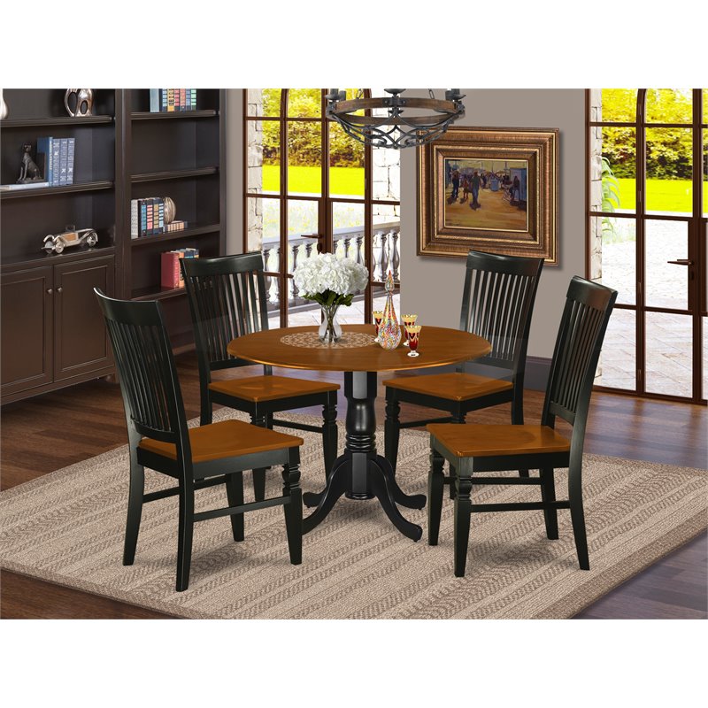 Pemberly Row 5-Piece Wood Dinette Set in Black/Cherry