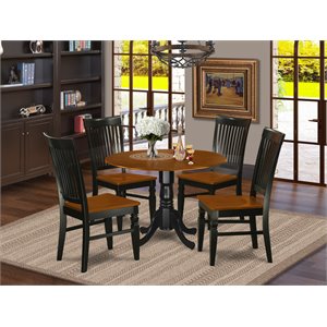 Pemberly Row 5-Piece Wood Dinette Set in Black/Cherry