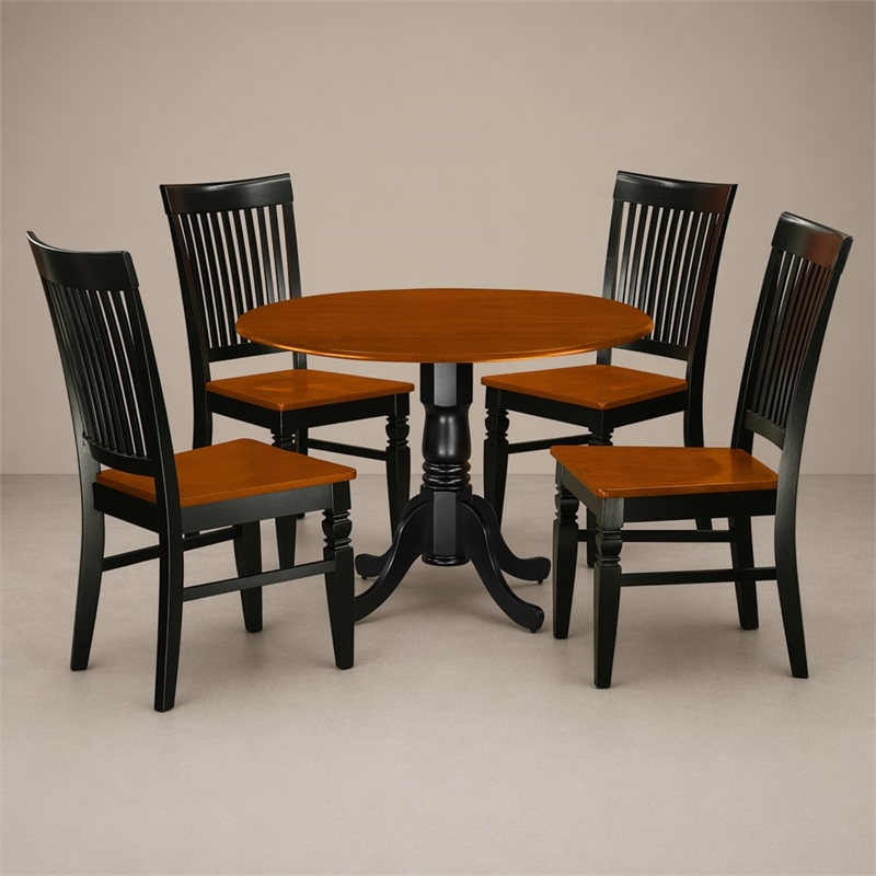 Pemberly Row 5-Piece Wood Dinette Set in Black/Cherry