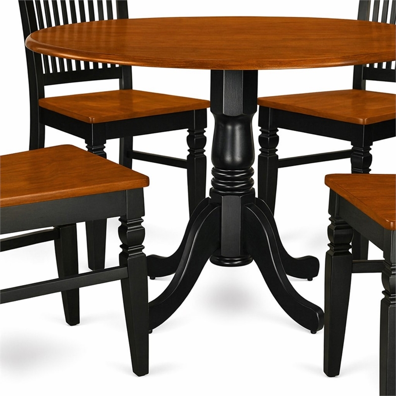 Pemberly Row 5-Piece Wood Dinette Set in Black/Cherry
