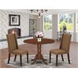 Pemberly Row 3-Piece Wood Dining Set in Mahogany and Brown Beige