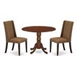 Pemberly Row 3-Piece Wood Dining Set in Mahogany and Brown Beige