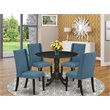 Pemberly Row 5-Piece Wood Kitchen Set in Wirebrushed Black and Mineral Blue