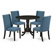 Pemberly Row 5-Piece Wood Kitchen Set in Wirebrushed Black and Mineral Blue