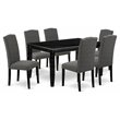 Pemberly Row 7-Piece Wood Dining Set in Black/Dark Gotham Gray