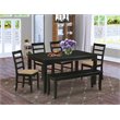 Pemberly Row 6-Piece Wood Dining Set with Cushion Seats in Black