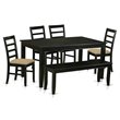 Pemberly Row 6-Piece Wood Dining Set with Cushion Seats in Black