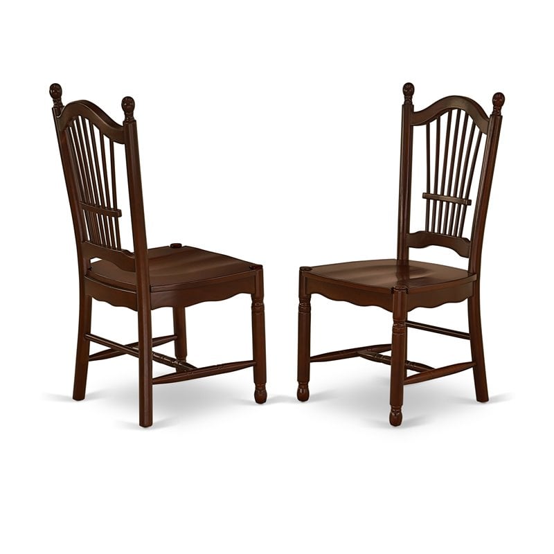 Pemberly Row 5-Piece Dining Set with Wooden Seats in Mahogany