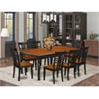 Pemberly Row 9-Piece Wooden Dining Set in Black and Cherry Finish