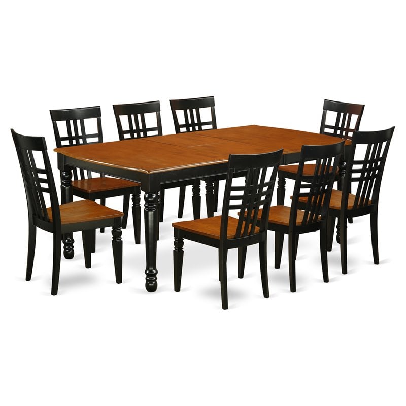 Pemberly Row 9-Piece Wooden Dining Set in Black and Cherry Finish