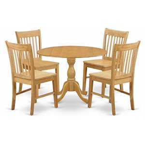 Pemberly Row 5-Piece Round Dining Set in Oak Finish