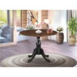 Pemberly Row Round Rubberwood Table with Walnut Top and Black Pedestal