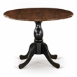 Pemberly Row Round Rubberwood Table with Walnut Top and Black Pedestal