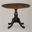 Pemberly Row Round Rubberwood Table with Walnut Top and Black Pedestal
