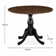 Pemberly Row Round Rubberwood Table with Walnut Top and Black Pedestal