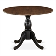 Pemberly Row Round Rubberwood Table with Walnut Top and Black Pedestal