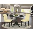 Pemberly Row 3-Piece Wood Dining Set with PU Leather in Black/Eggnog
