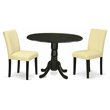 Pemberly Row 3-Piece Wood Dining Set with PU Leather in Black/Eggnog