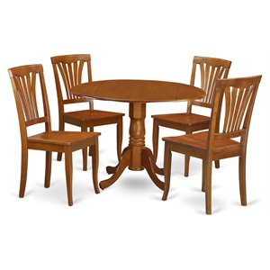 Pemberly Row 5-Piece Wood Dining Table Set in Saddle Brown Finish