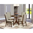 Pemberly Row 5-Piece Wooden Dining Set with Drop Leaves in Antique Walnut