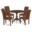 Pemberly Row 5-Piece Wood Dining Set with Faux Leather Chairs in Mahogany