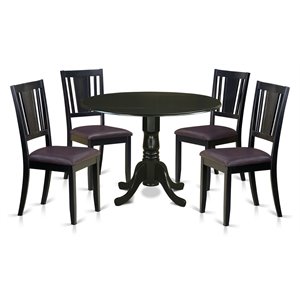Pemberly Row 5-Piece Wood Dining Table Set with Pedestal Base in Black