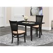 Pemberly Row 3-Piece Wood Dining Table Set with Fabric Seat in Black