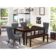 Pemberly Row 6-Piece Wood Dining Table Set in Mahogany and Platinum Gray