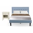 Pemberly Row 2-Piece Wood Platform Bedroom Set with Nightstand in Denim Blue