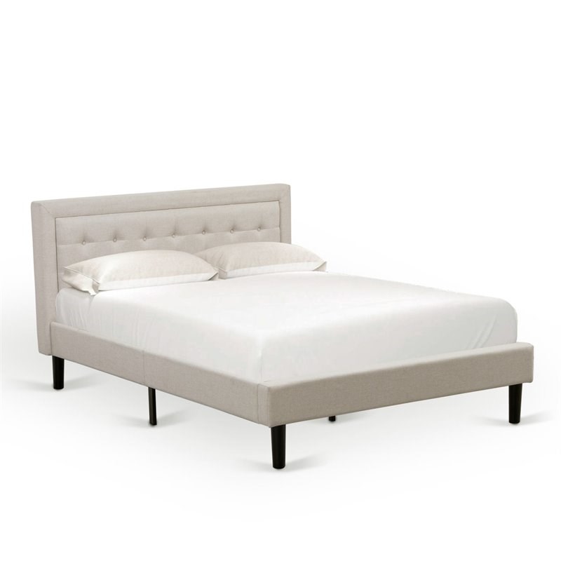 Pemberly Row 3-Piece Queen Platform Bedroom Set in Mist Beige with Nightstands