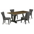 Pemberly Row 5-Piece Wood Dining Set in Black and Gotham Gray