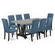 Pemberly Row 9-Piece Dining Set with Upholstered Chairs in Black/Cement Finish