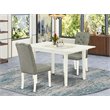 Pemberly Row 3-Piece Dinette Set in Linen White Finish with Wood Chairs