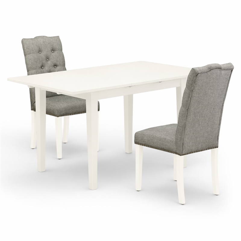 Pemberly Row 3-Piece Dinette Set in Linen White Finish with Wood Chairs