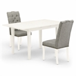 Pemberly Row 3-Piece Dinette Set in Linen White Finish with Wood Chairs