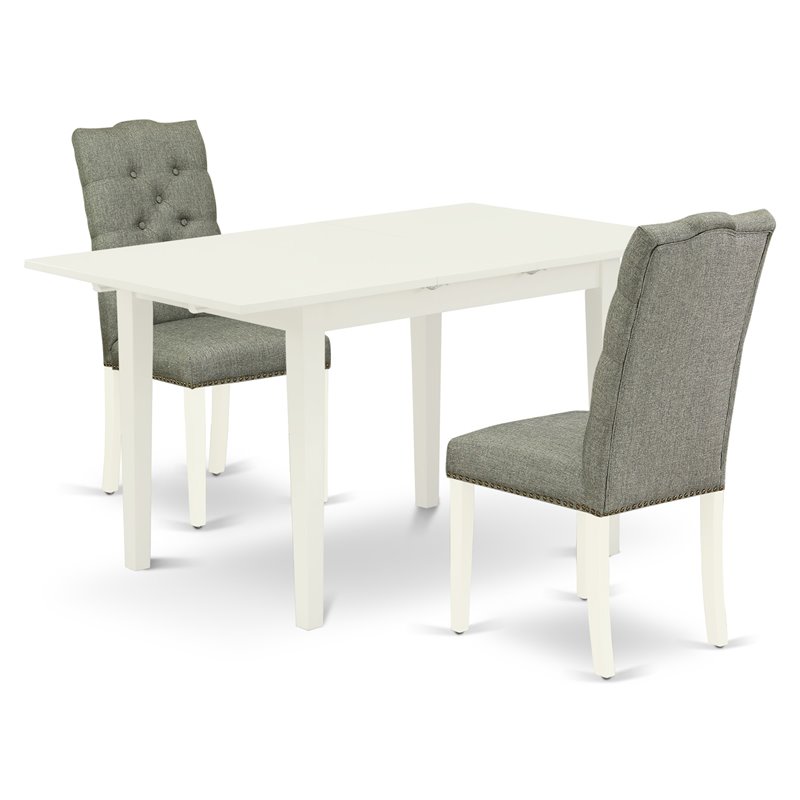 Pemberly Row 3-Piece Dinette Set in Linen White Finish with Wood Chairs