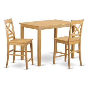 Pemberly Row 3-Piece Oak Wood Counter Height Dining Table and Chairs