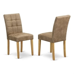 Pemberly Row Faux Leather Parson Dining Chairs - Brown Textured (Set of 2)