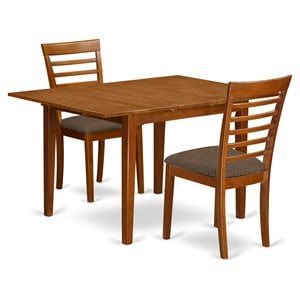 Pemberly Row Saddle Brown 3-Piece Wood Dining Set with Cushion Seats