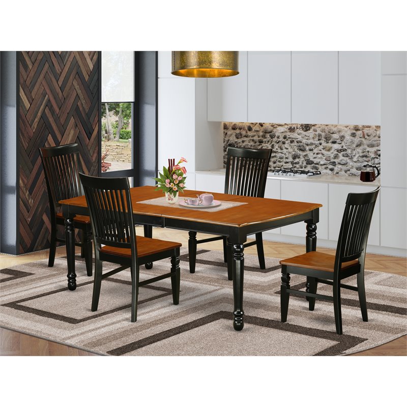 Pemberly Row 5-Piece Classic Wooden Dining Set in Black and Cherry