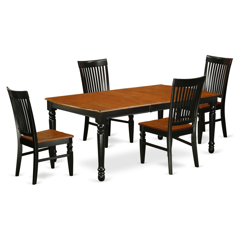 Pemberly Row 5-Piece Classic Wooden Dining Set in Black and Cherry